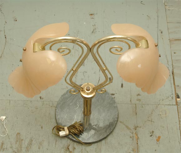 Pair of Pink shaded Murano Vinini Lamps